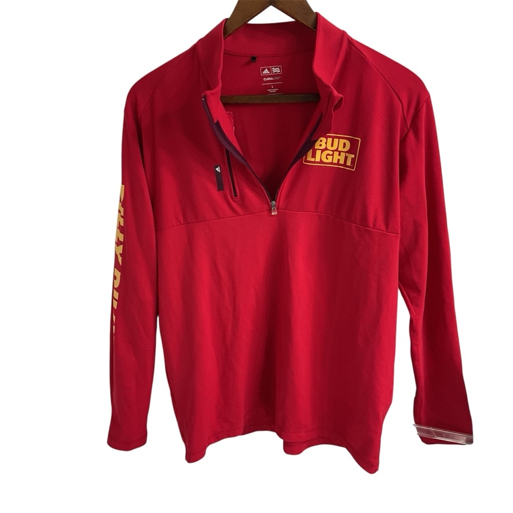 Adidas Bud Light Red Quarter-Zip Pullover long sleeve size Large